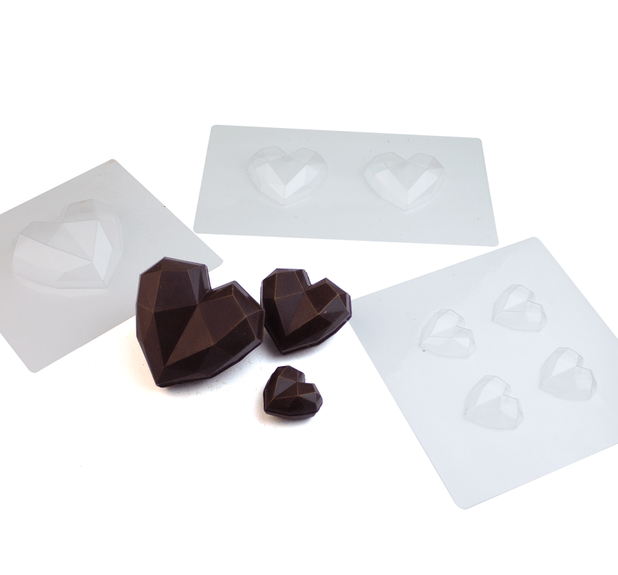 картинка Набор сердец с гранями, фигурки, формы пластиковые, 3 шт от магазина KADZAMA